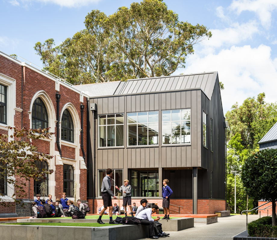 East Quad completed by new annex Christchurch Boys' High School Main Block