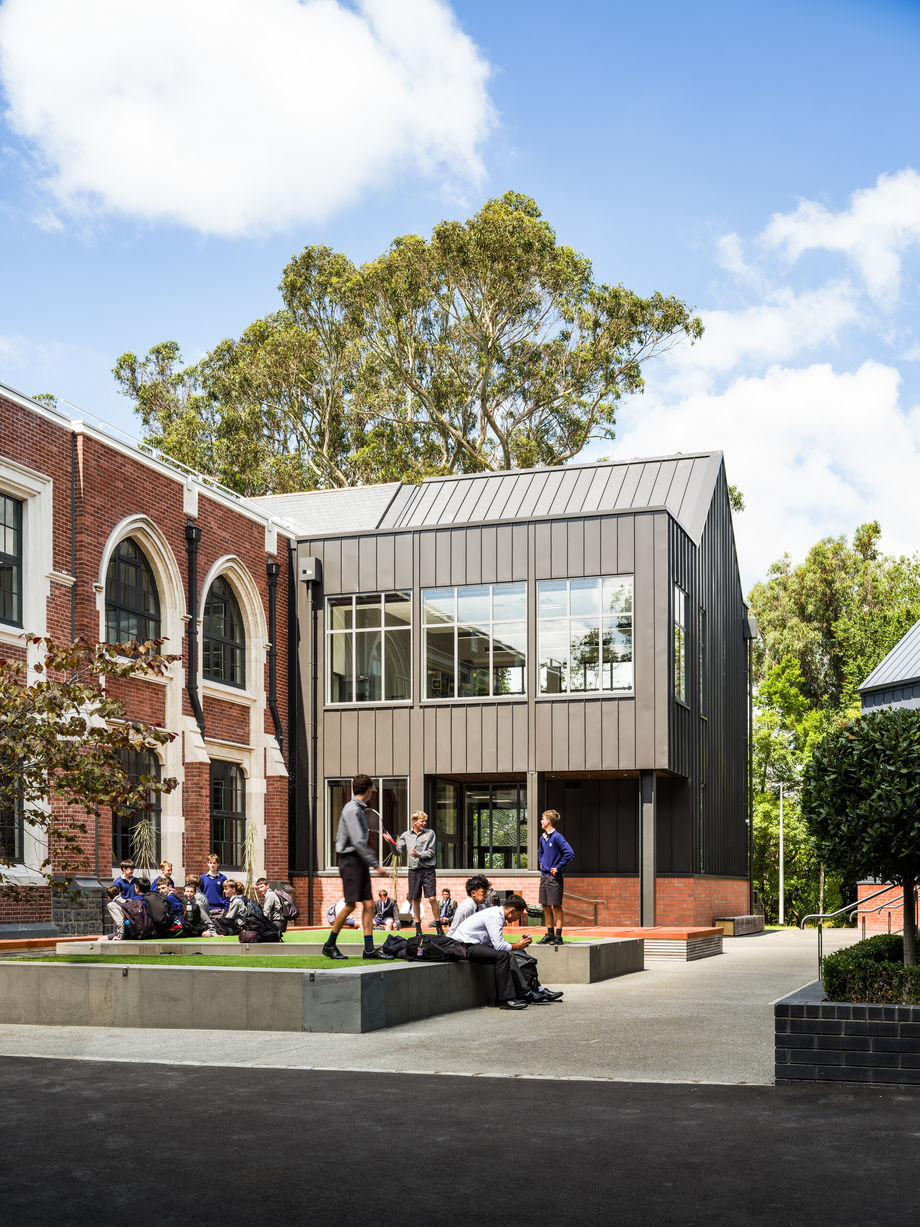 East Quad completed by new annex Main Block Christchurch Boys' High School