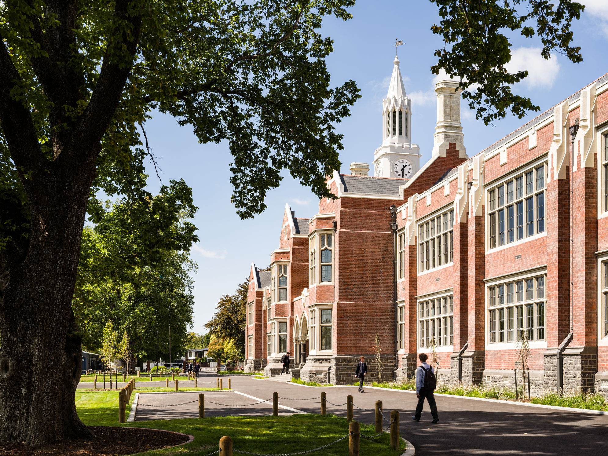 Northern side looking onto playing fields Christchurch Boys' High School Main Block