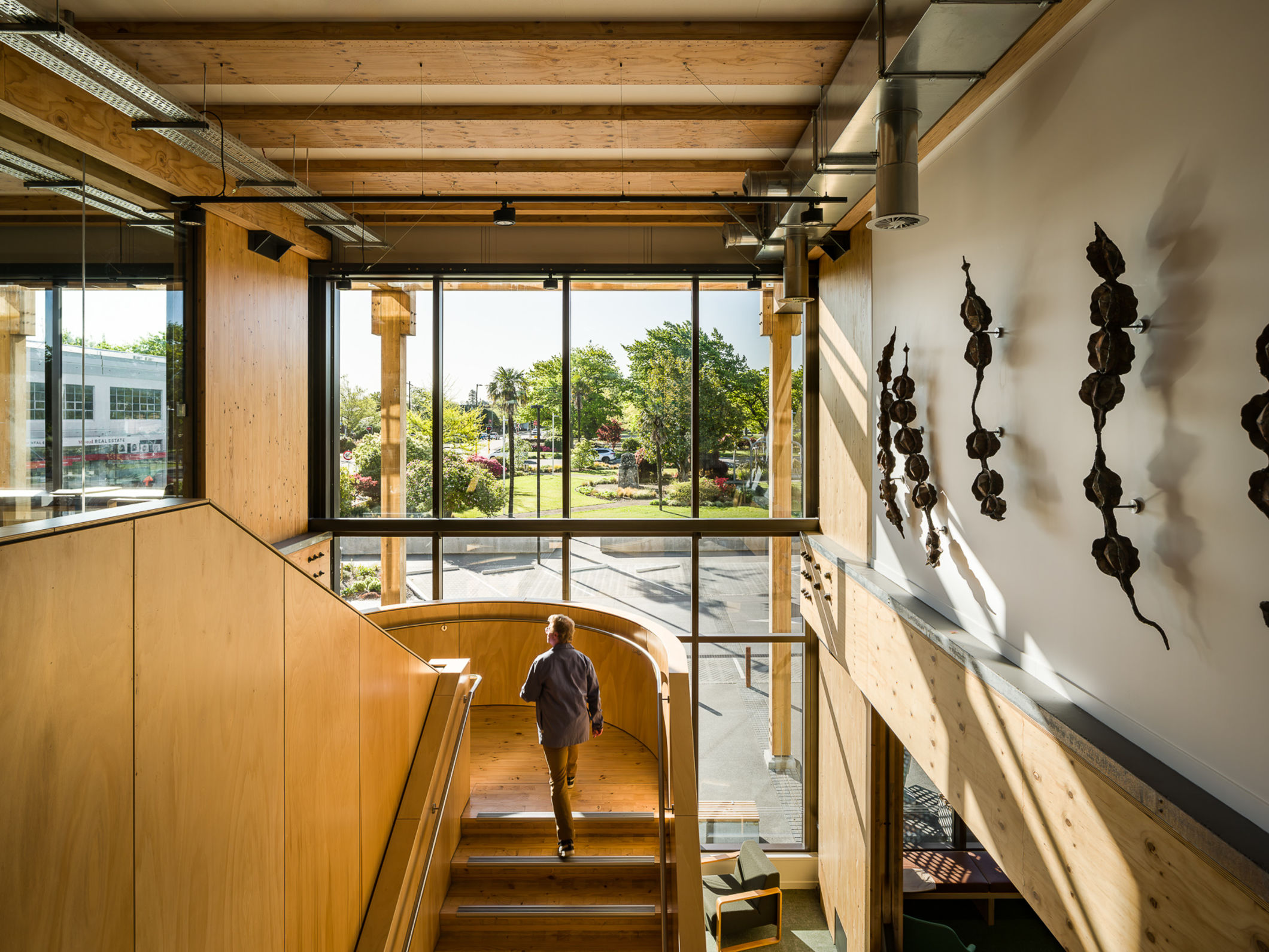 Photographer: Lightforge / Artist credit: Hannah Kidd, Te Kākano Te Whare Whakatere
Ashburton Library & Civic Centre